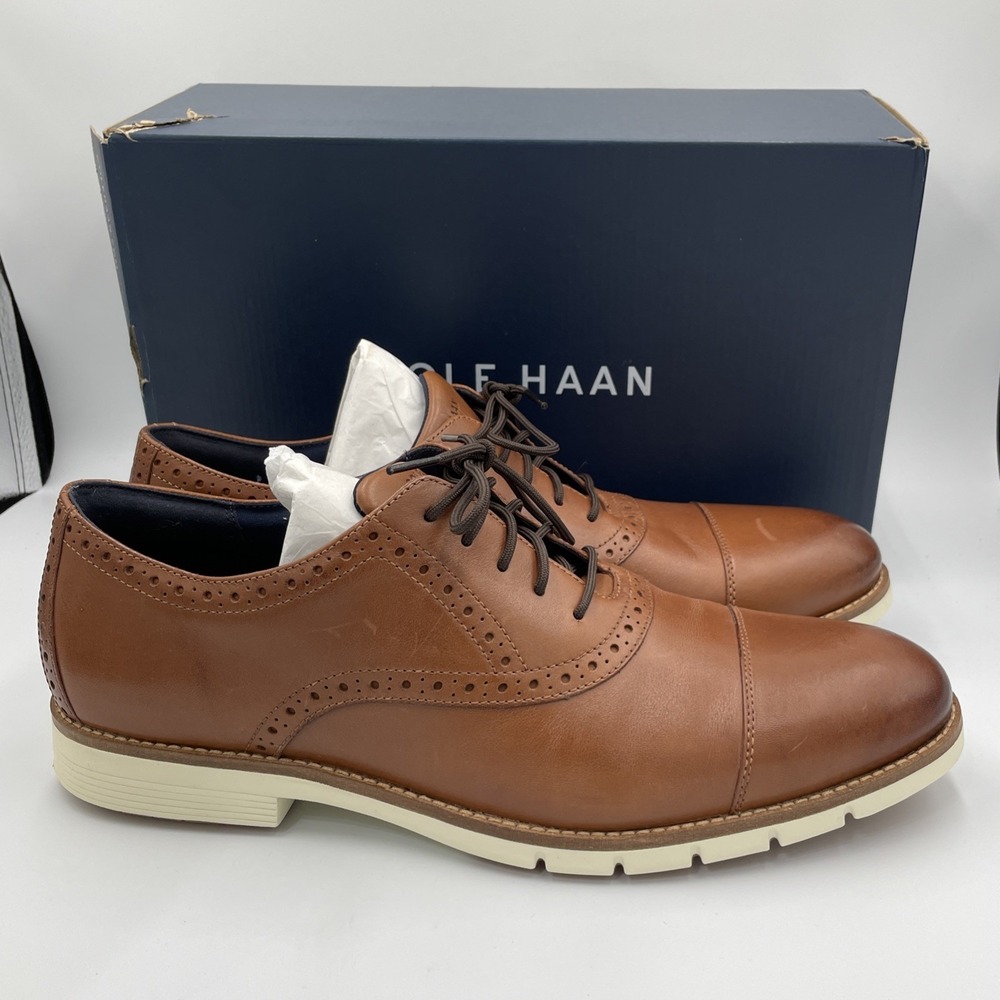 Cole Haan FlexGrand + Cap Toe Oxford Men's Sz 9 British Tan Leather NIB C40341 - Picture 5 of 7